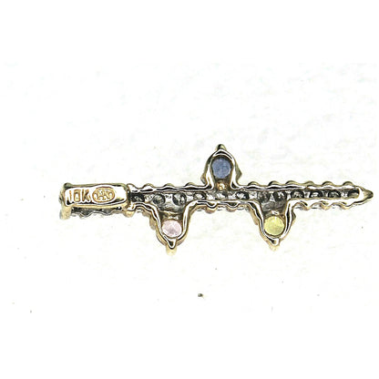 Sapphire and Diamond Pendant REAL SOLID 10 k White GOLD 1.1 g