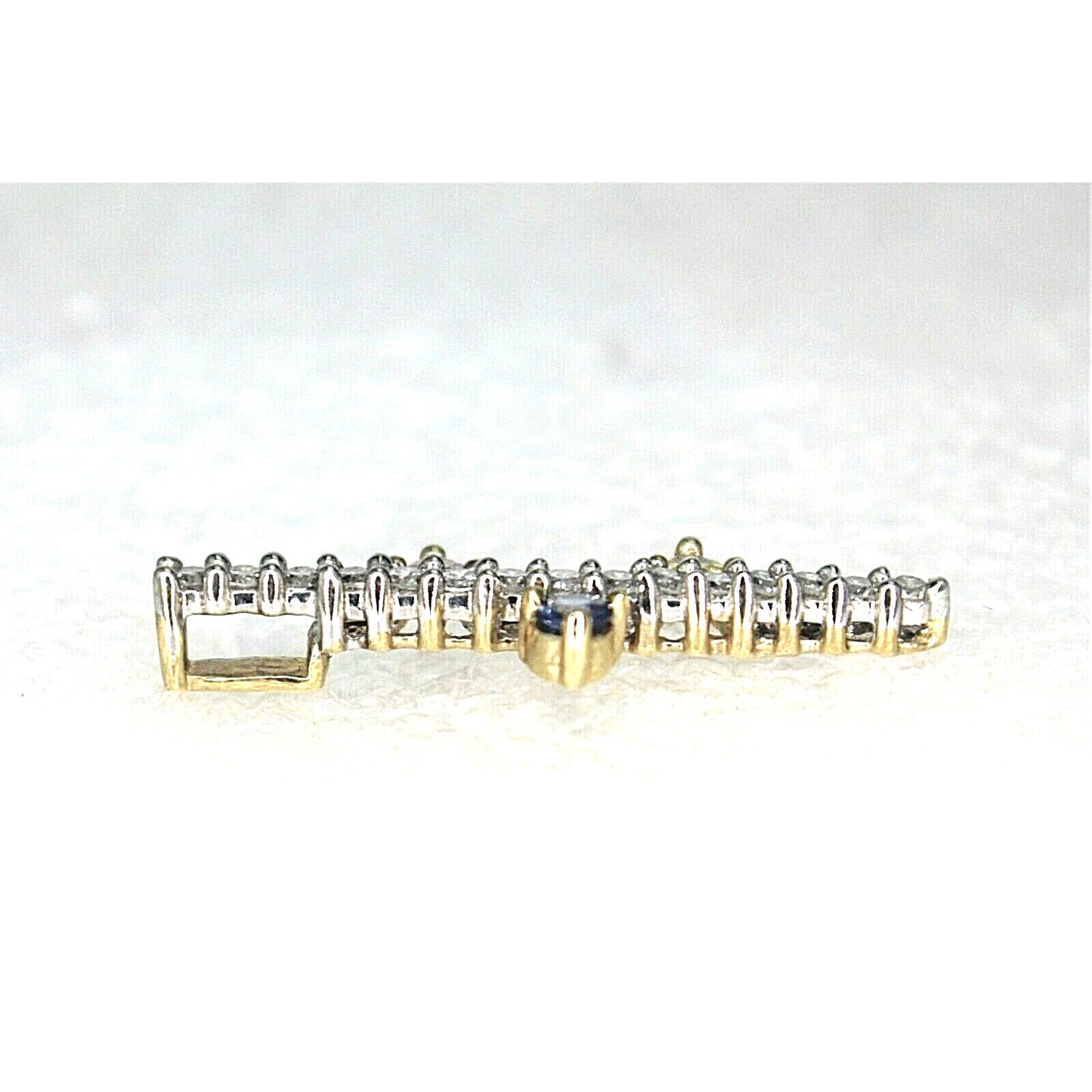 Sapphire and Diamond Pendant REAL SOLID 10 k White GOLD 1.1 g