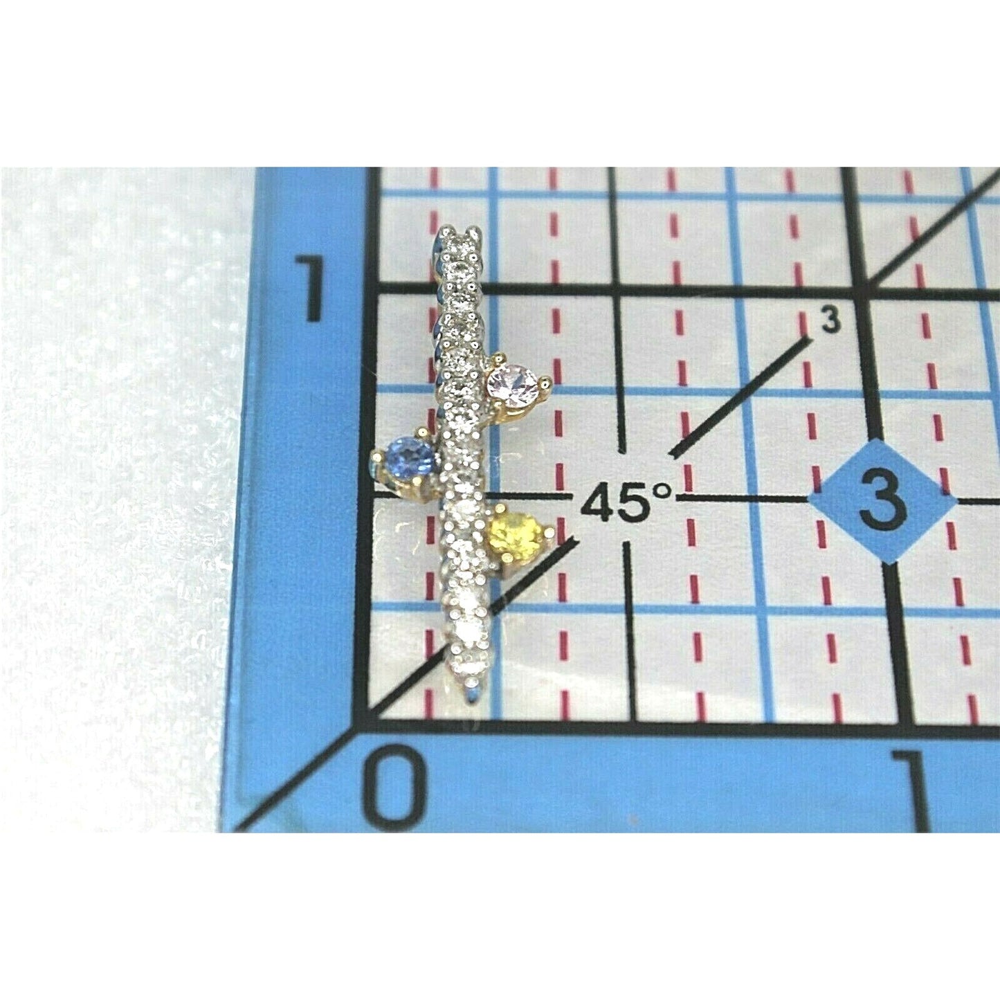 Sapphire and Diamond Pendant REAL SOLID 10 k White GOLD 1.1 g