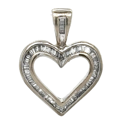 1/2ctw Diamond 10k White Gold Heart Pendant 1.9g