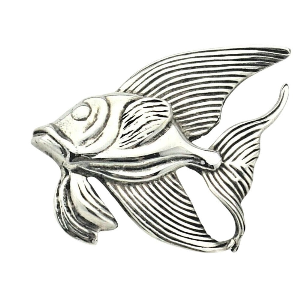 Vintage Fish Pin Solid .925 Sterling Silver 20.2 g Brooch
