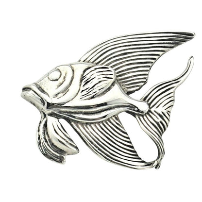 Vintage Fish Pin Solid .925 Sterling Silver 20.2 g Brooch