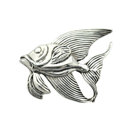 Vintage Fish Pin Solid .925 Sterling Silver 20.2 g Brooch