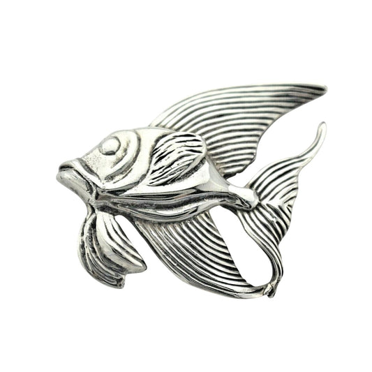 Vintage Fish Pin Solid .925 Sterling Silver 20.2 g Brooch