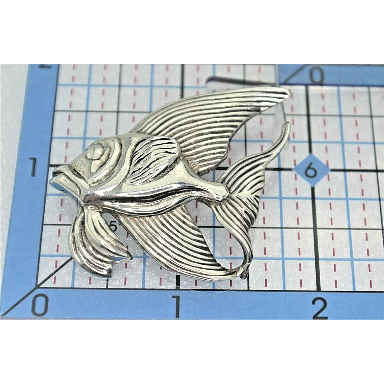 Vintage Fish Pin Solid .925 Sterling Silver 20.2 g Brooch