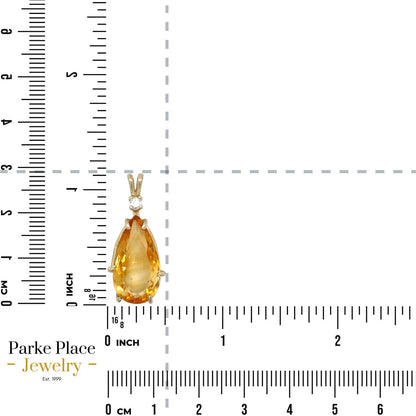 14k Yellow Gold Citrine & Diamond Pendant 3.0g