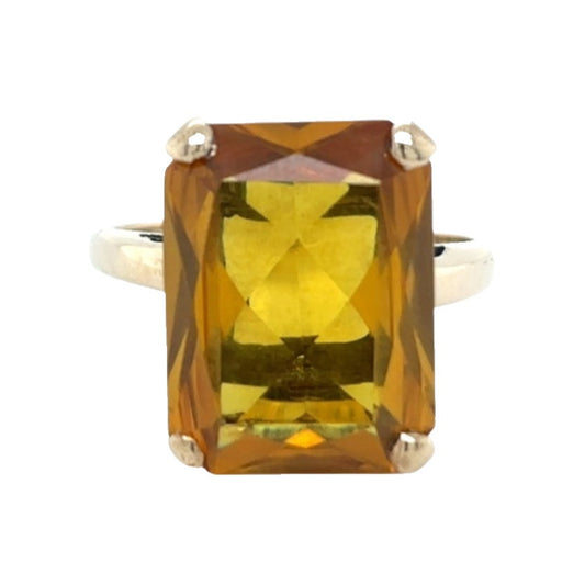 Vintage 10k Yellow Gold Topaz Solitaire Size 7 Ring 5.5g