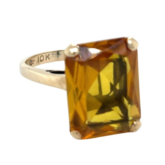 Vintage 10k Yellow Gold Topaz Solitaire Size 7 Ring 5.5g