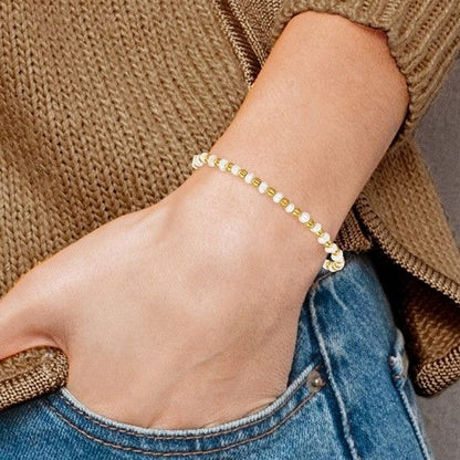 Chisel Stainless Steel Polished Yellow IP-Plated Freshwater Pearl 6.5 Inch Stretch Bracelet