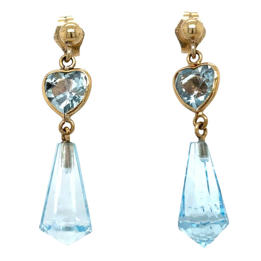 Gemstone November Birthstone Topaz Dangle Earrings 14k Gold 2.5g