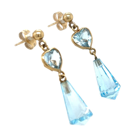 Gemstone November Birthstone Topaz Dangle Earrings 14k Gold 2.5g