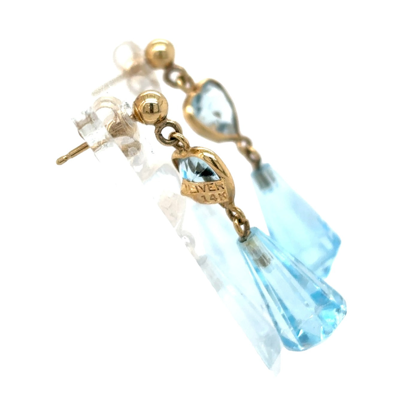Gemstone November Birthstone Topaz Dangle Earrings 14k Gold 2.5g