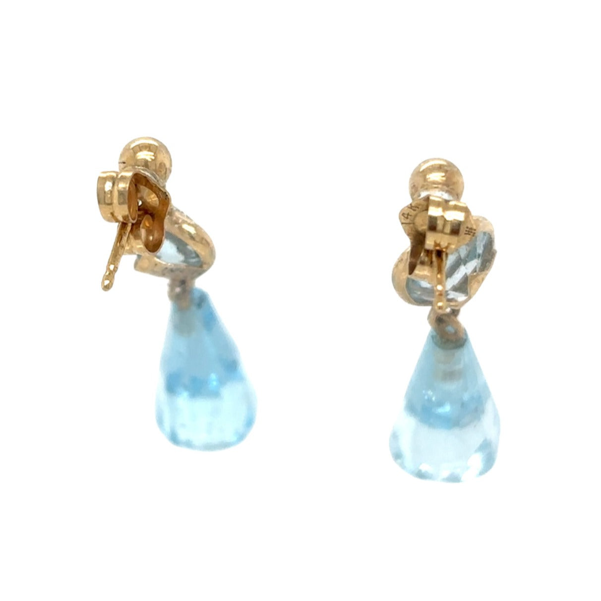 Gemstone November Birthstone Topaz Dangle Earrings 14k Gold 2.5g