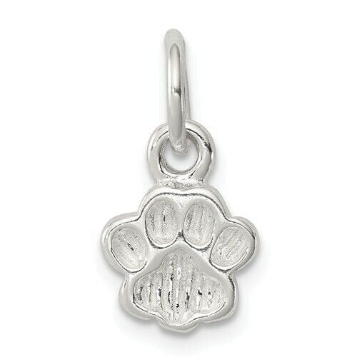 Sterling Silver Textured Paw Print Charm 925