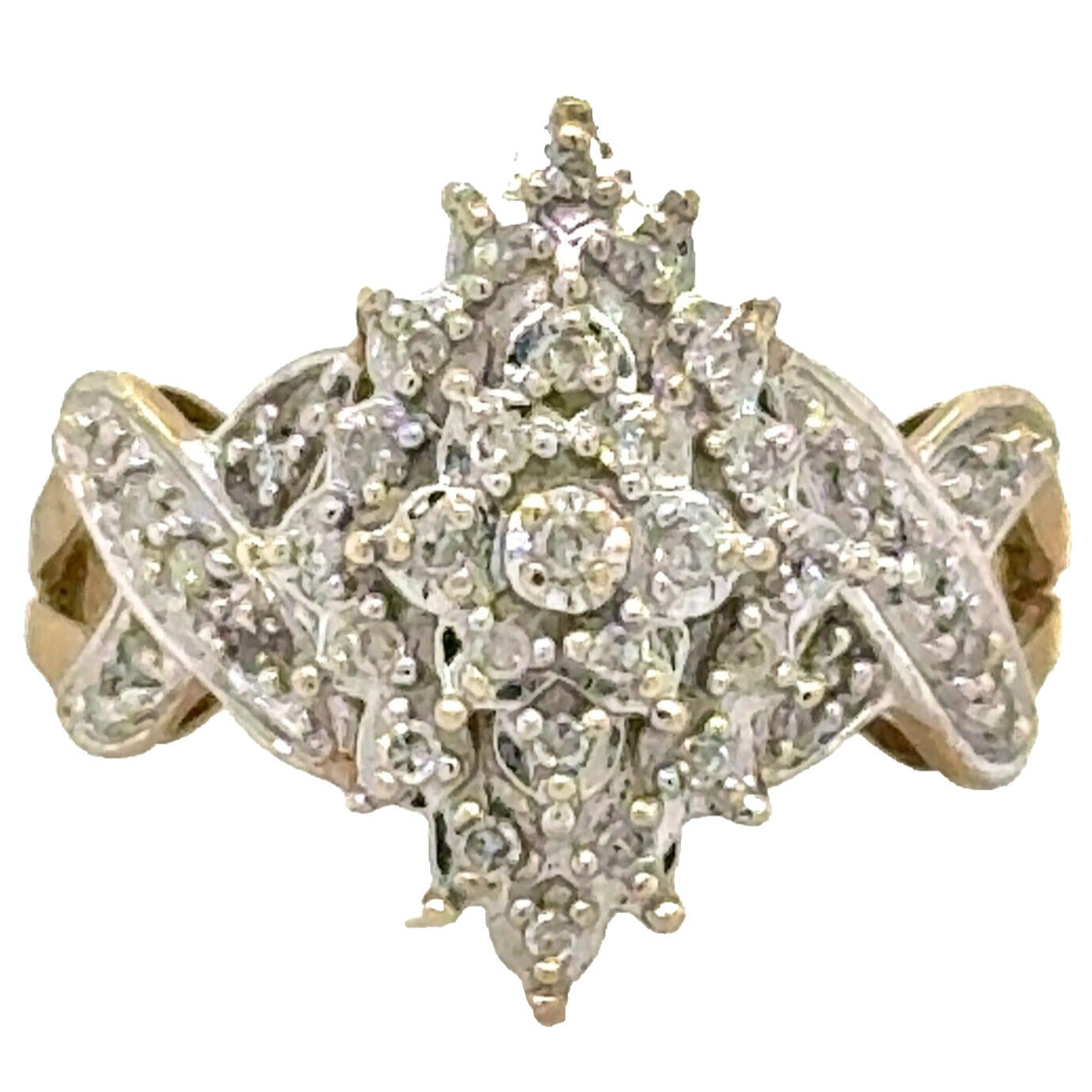 1/4ctw Diamond 10k Yellow Gold Cocktail Ring Size 6.75