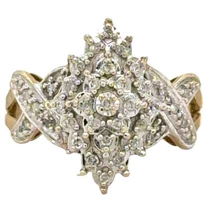 1/4ctw Diamond 10k Yellow Gold Cocktail Ring Size 6.75