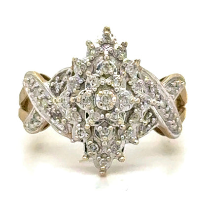 1/4ctw Diamond 10k Yellow Gold Cocktail Ring Size 6.75