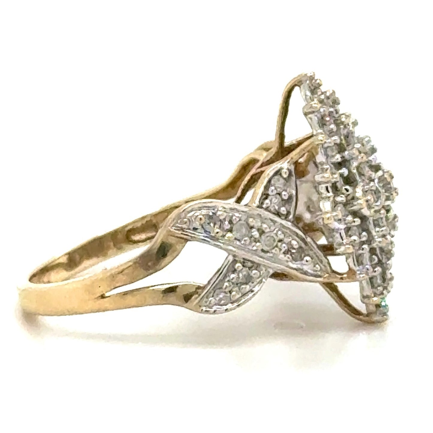 1/4ctw Diamond 10k Yellow Gold Cocktail Ring Size 6.75
