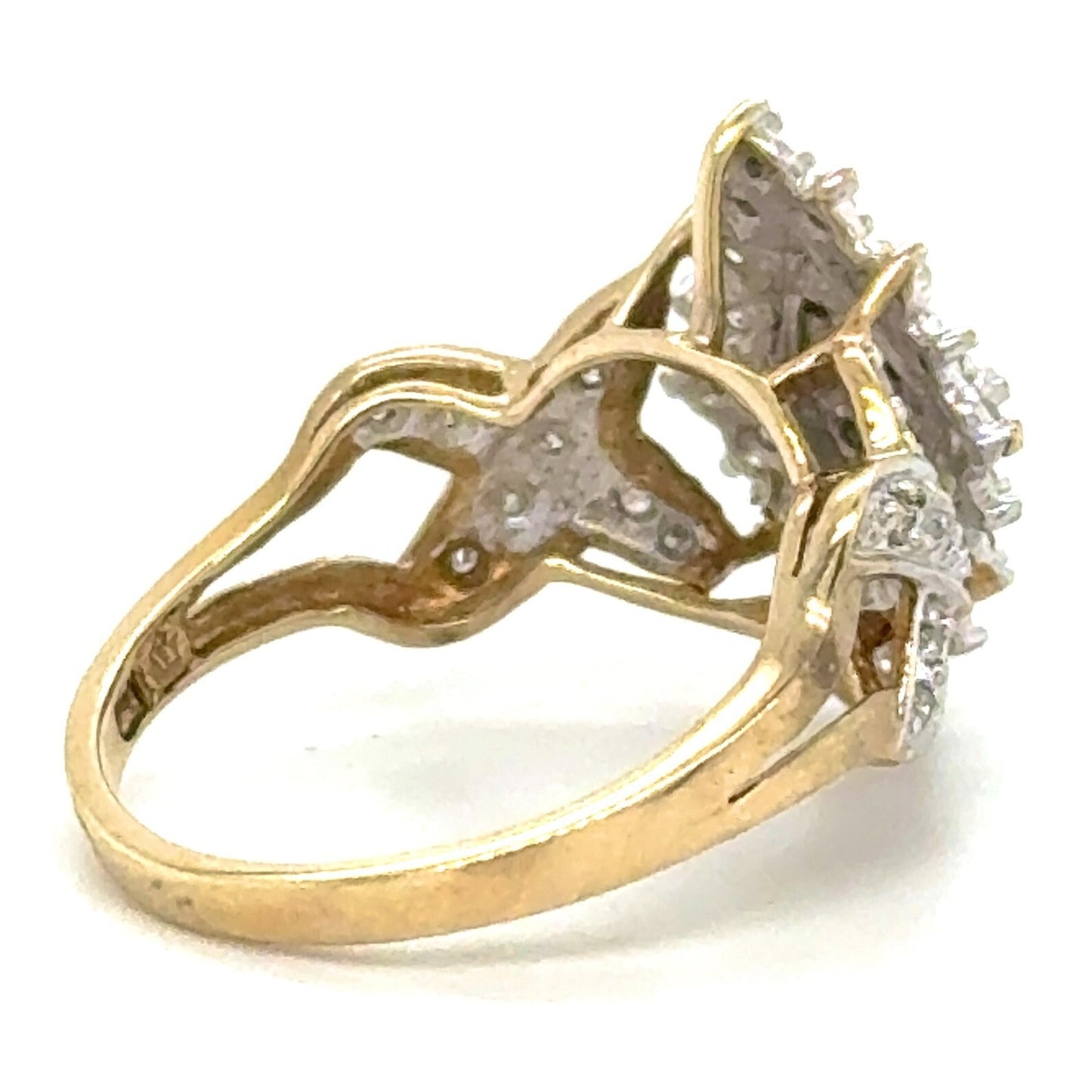 1/4ctw Diamond 10k Yellow Gold Cocktail Ring Size 6.75