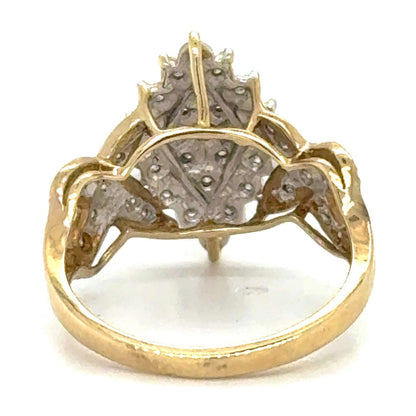 1/4ctw Diamond 10k Yellow Gold Cocktail Ring Size 6.75