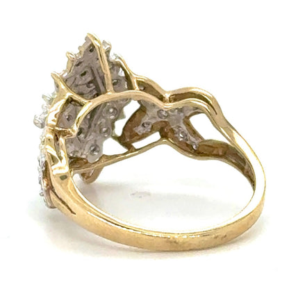 1/4ctw Diamond 10k Yellow Gold Cocktail Ring Size 6.75