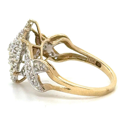 1/4ctw Diamond 10k Yellow Gold Cocktail Ring Size 6.75