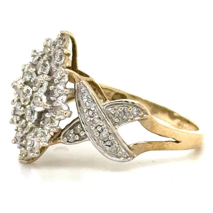 1/4ctw Diamond 10k Yellow Gold Cocktail Ring Size 6.75