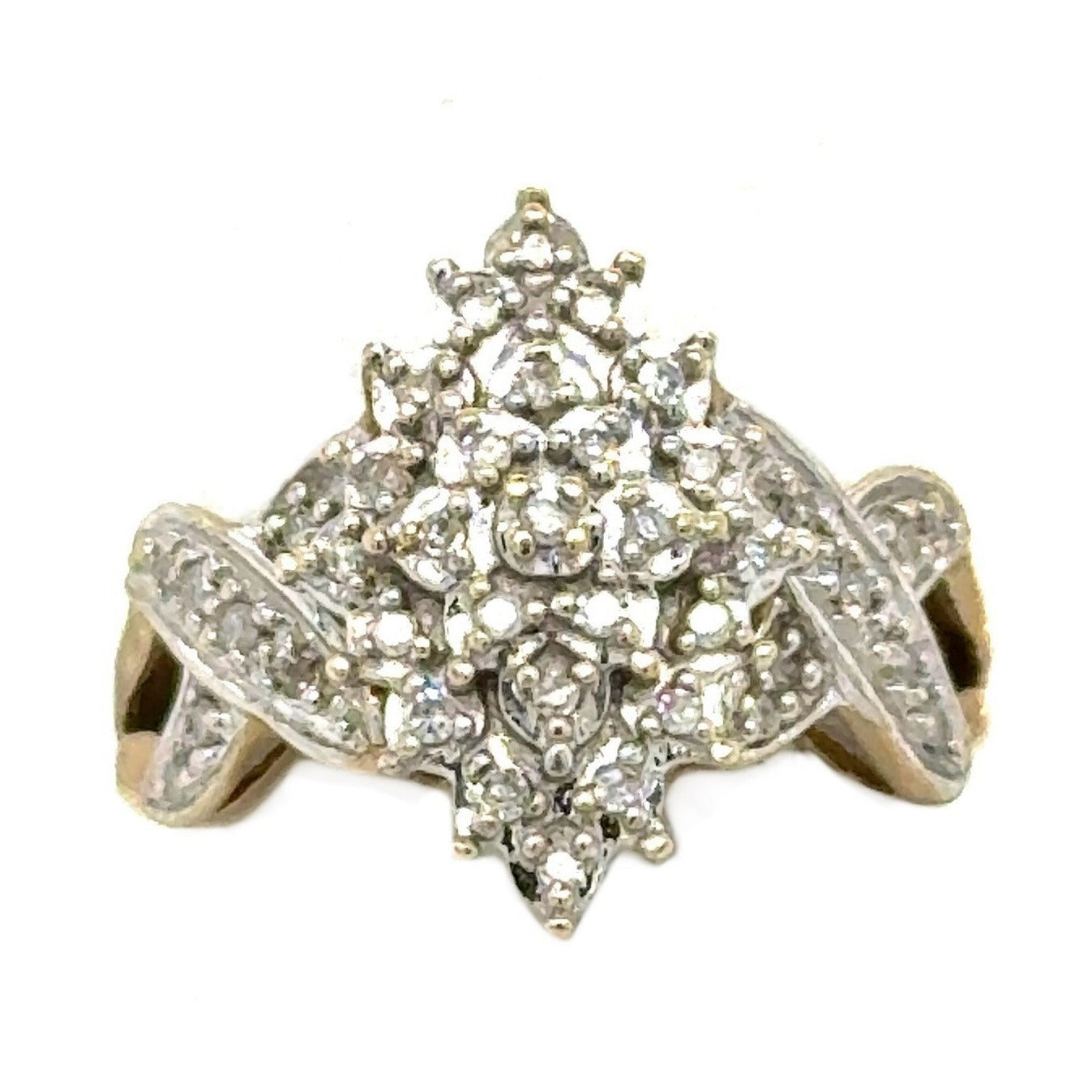 1/4ctw Diamond 10k Yellow Gold Cocktail Ring Size 6.75