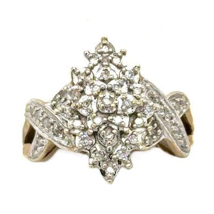 1/4ctw Diamond 10k Yellow Gold Cocktail Ring Size 6.75