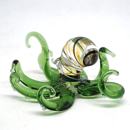 Octopus Figurine Green Hand Blown Glass Figurine Hand Blown Glass