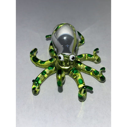 Octopus Figurine Green Hand Blown Glass Figurine Hand Blown Glass