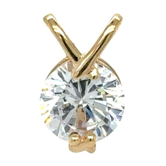 14k Yellow Gold Cubic Zirconia Solitaire Pendant 1.5g
