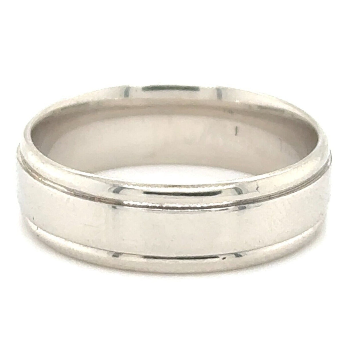6.6mm Wedding Band Ring 14k White Gold 6.8g Size 9.5