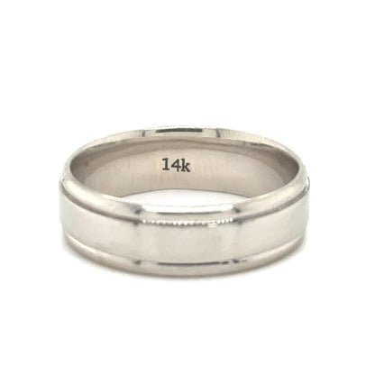 6.6mm Wedding Band Ring 14k White Gold 6.8g Size 9.5