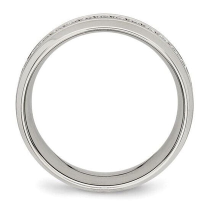 Chisel Stainless Steel Grooved CZ 8mm Band Ring Size 11 Wedding Band
