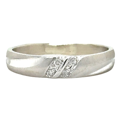 Diamond Accent 10k White Gold Wedding Band Ring 2.4g Size 7.75