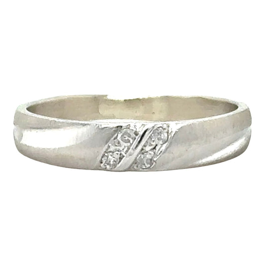 Diamond Accent 10k White Gold Wedding Band Ring 2.4g Size 7.75
