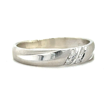 Diamond Accent 10k White Gold Wedding Band Ring 2.4g Size 7.75