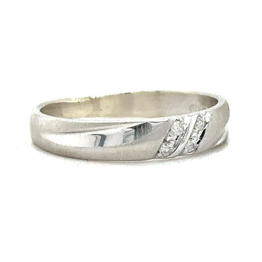 Diamond Accent 10k White Gold Wedding Band Ring 2.4g Size 7.75
