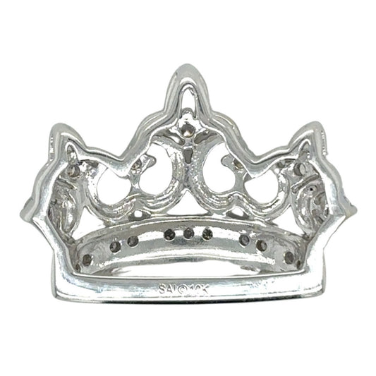 10k White Gold 1/4ctw Diamond Crown Pendant 2.2g