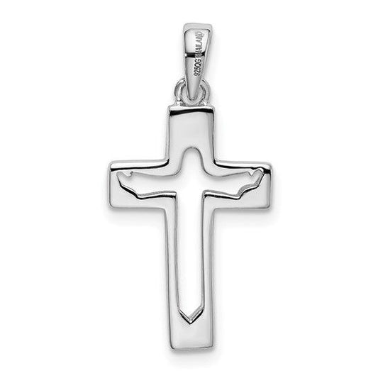 Sterling Silver Rhodium-Plated Jesus Cut-Out Cross