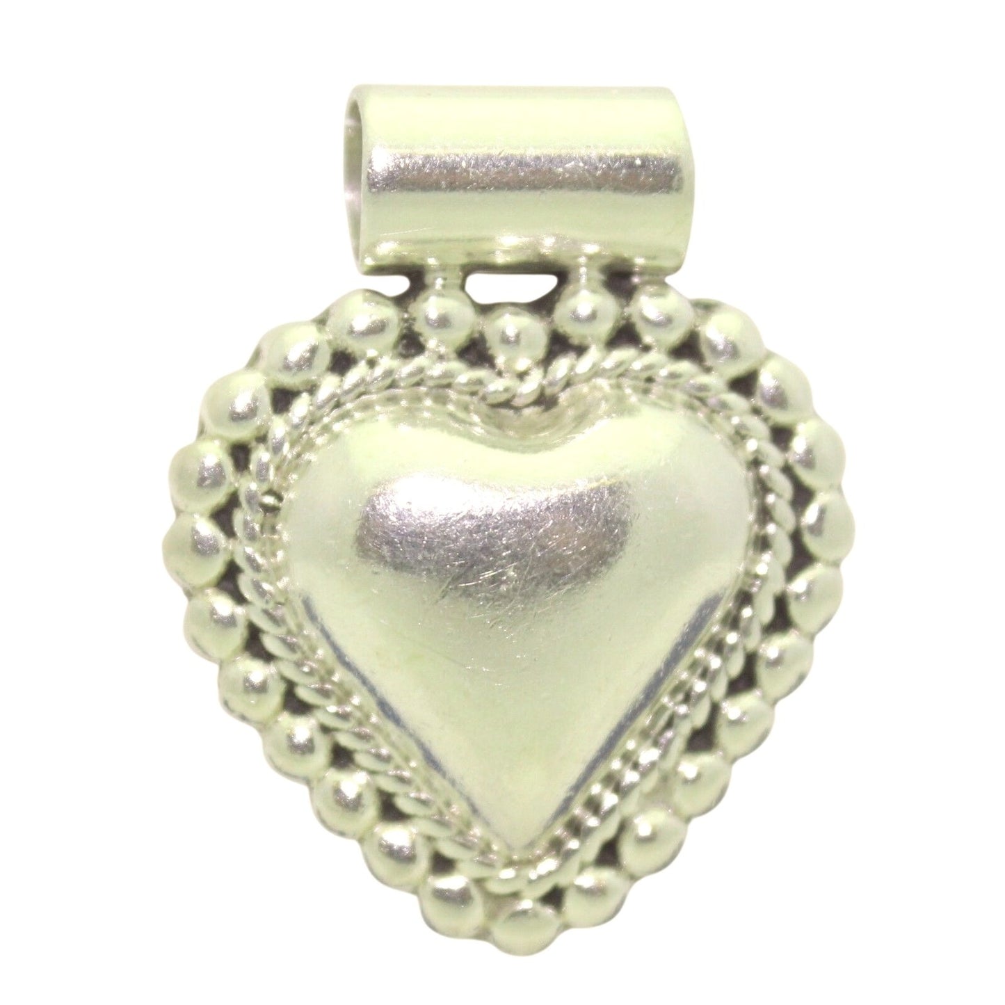 Heart Beaded Sterling Silver Pendant .925 17.3g