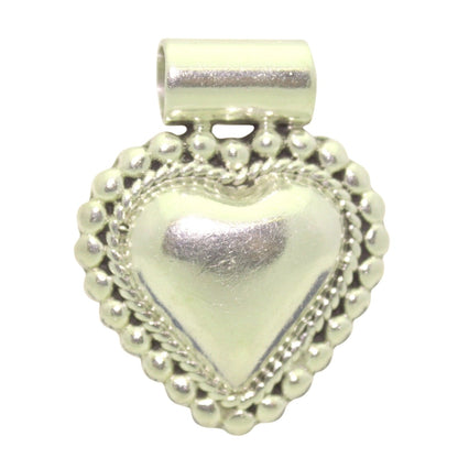 Heart Beaded Sterling Silver Pendant .925 17.3g