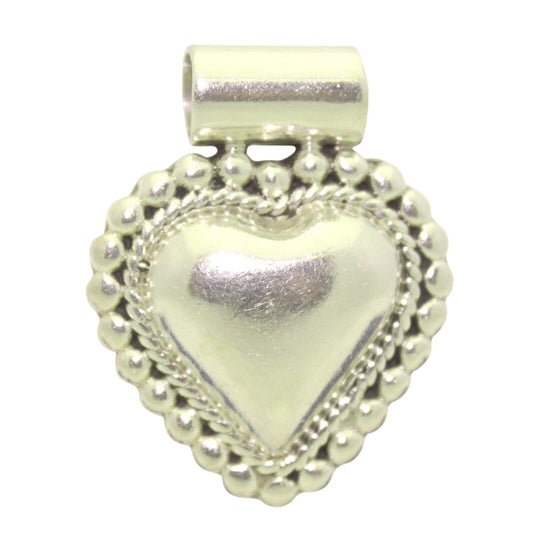 Heart Beaded Sterling Silver Pendant .925 17.3g