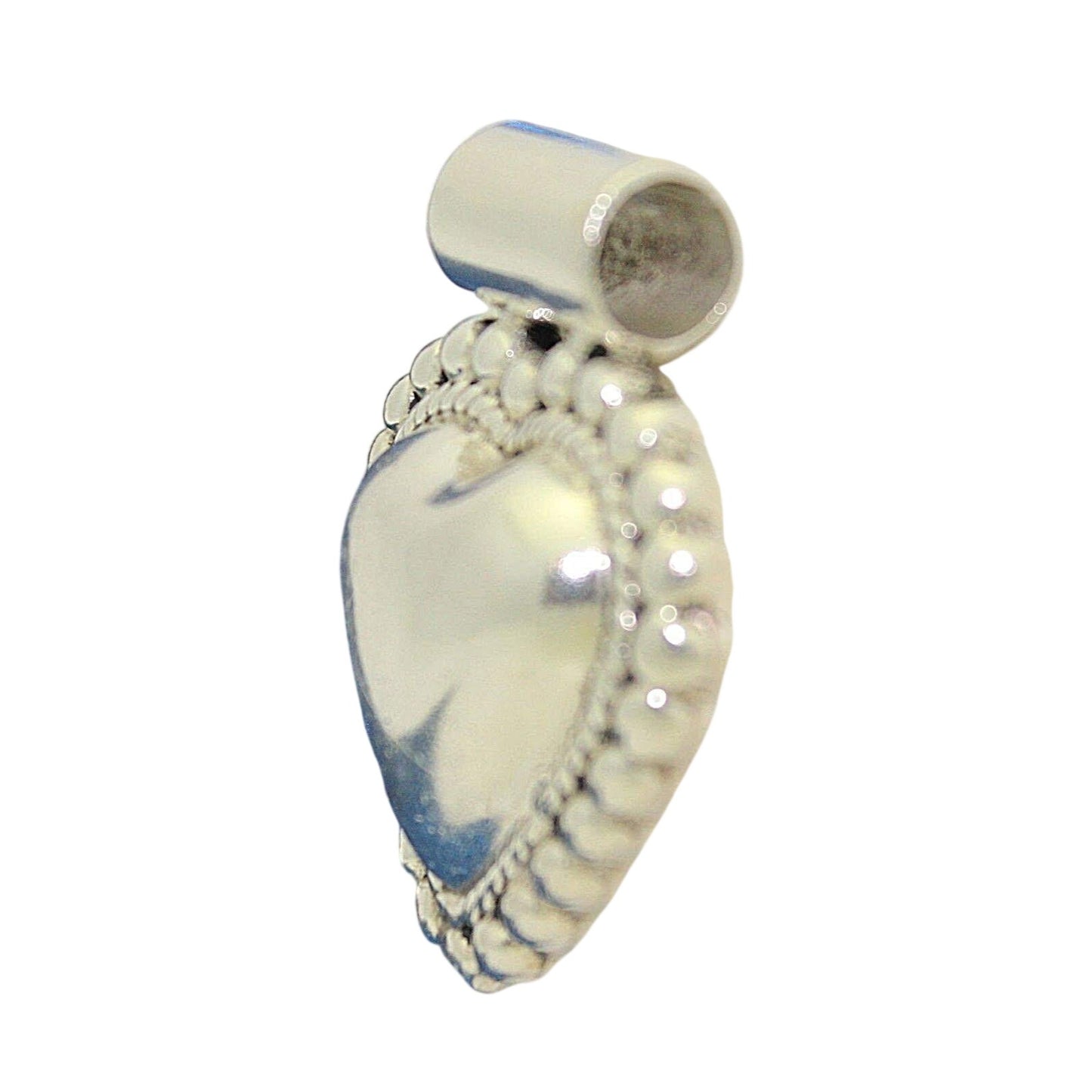 Heart Beaded Sterling Silver Pendant .925 17.3g