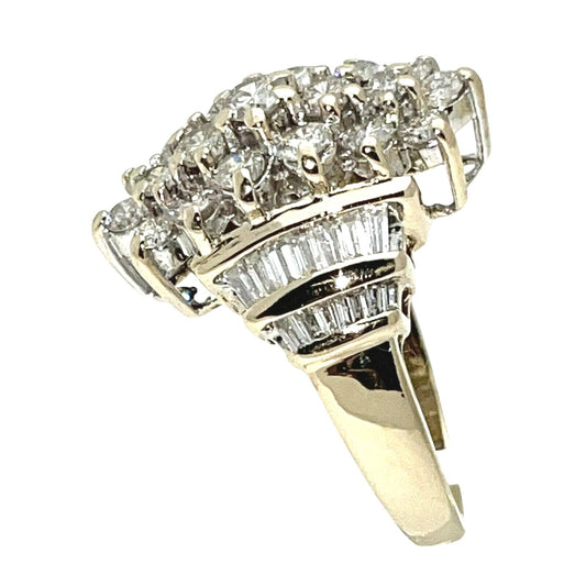 2 CTW Diamond Cocktail Ring Solid 14K Yellow Gold 6.1g Size 7
