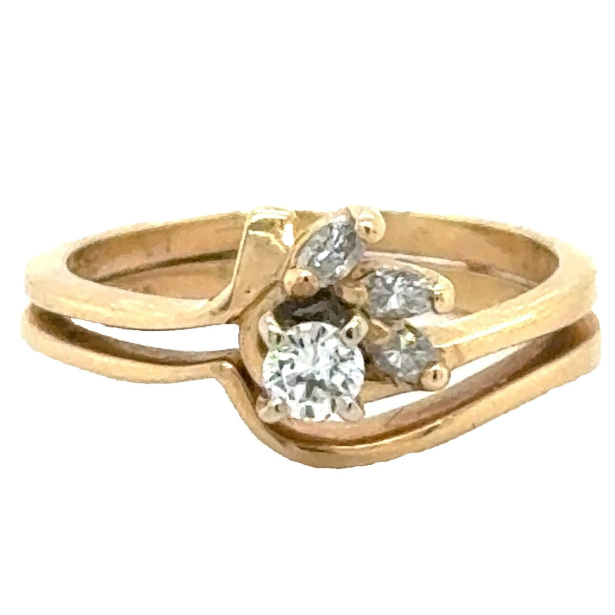 1/3ctw Diamond Bridal Wedding Set 14k Yellow Gold Rings 3.8g Size 6.25