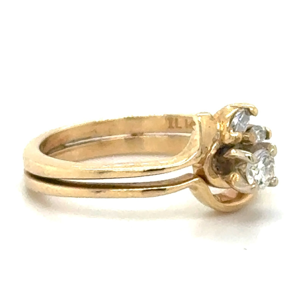 1/3ctw Diamond Bridal Wedding Set 14k Yellow Gold Rings 3.8g Size 6.25