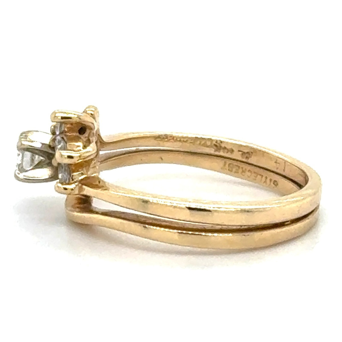 1/3ctw Diamond Bridal Wedding Set 14k Yellow Gold Rings 3.8g Size 6.25