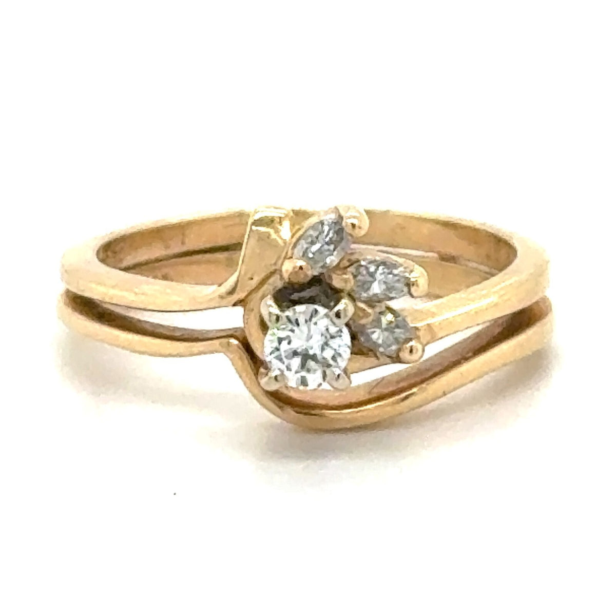 1/3ctw Diamond Bridal Wedding Set 14k Yellow Gold Rings 3.8g Size 6.25
